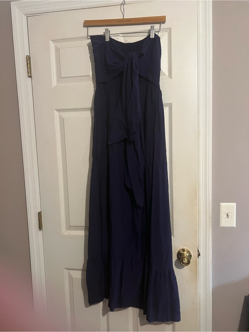 Ostoo Strapless Navy Maxi Dress with Front Bow